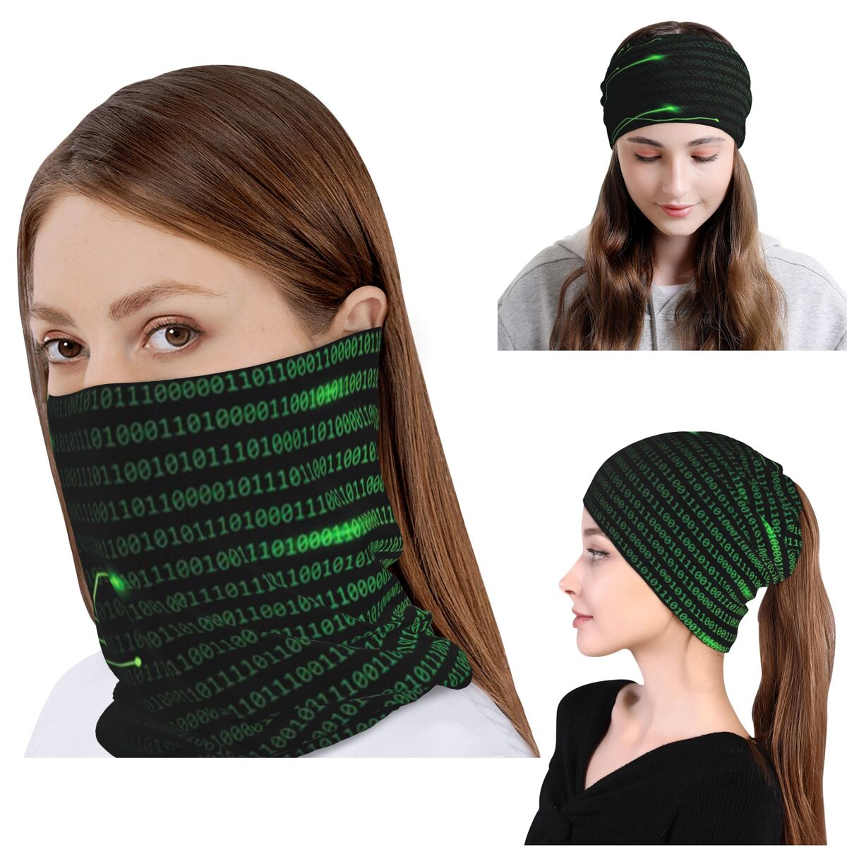 Knit Beanie Hat Warm - Manta con diseño de código binario