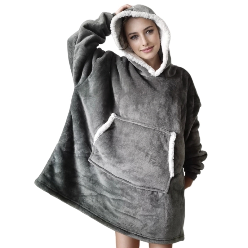 Sherpa Hoodie Fleece - Manta con capucha de franela súper