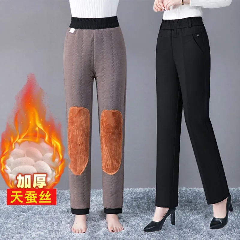Corduroy Pant Warm - Pantalones de pierna recta para mujer,