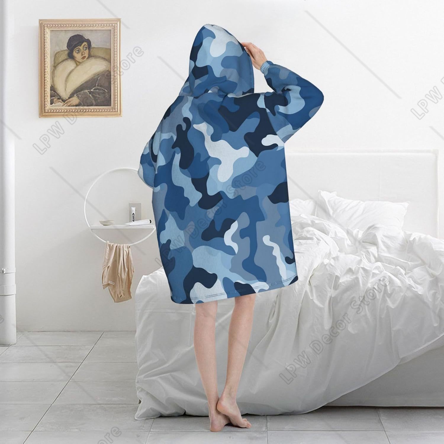 Manta con Capucha Clásica Azul - Sherpa Hoodie Fleece reseña y precio
