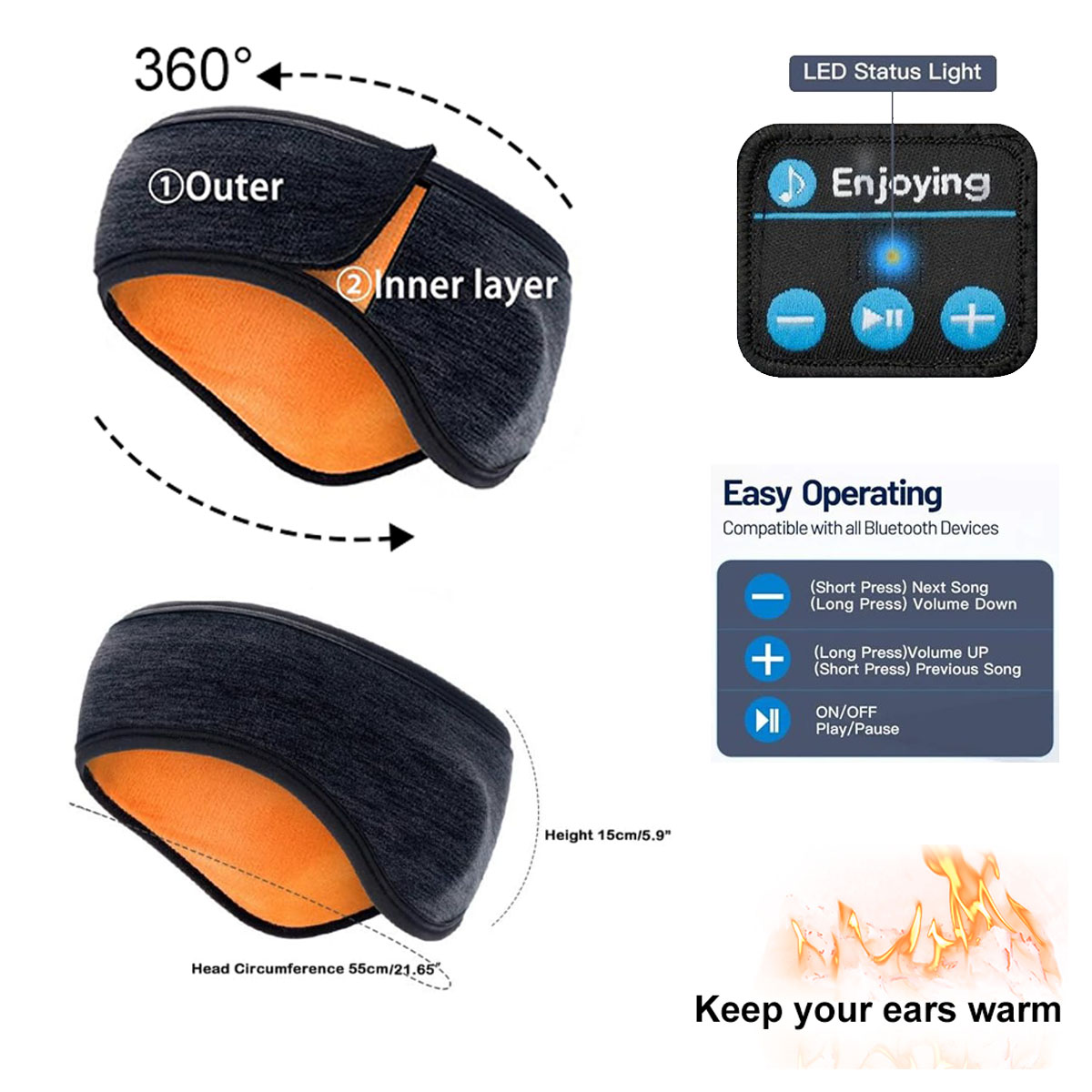Auriculares inalámbricos con B - Winter Headband Fleece reseña y precio