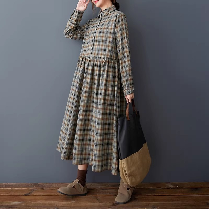 Vestido Camisero Coreano Retro - Flannel Shirt Lined reseña y precio