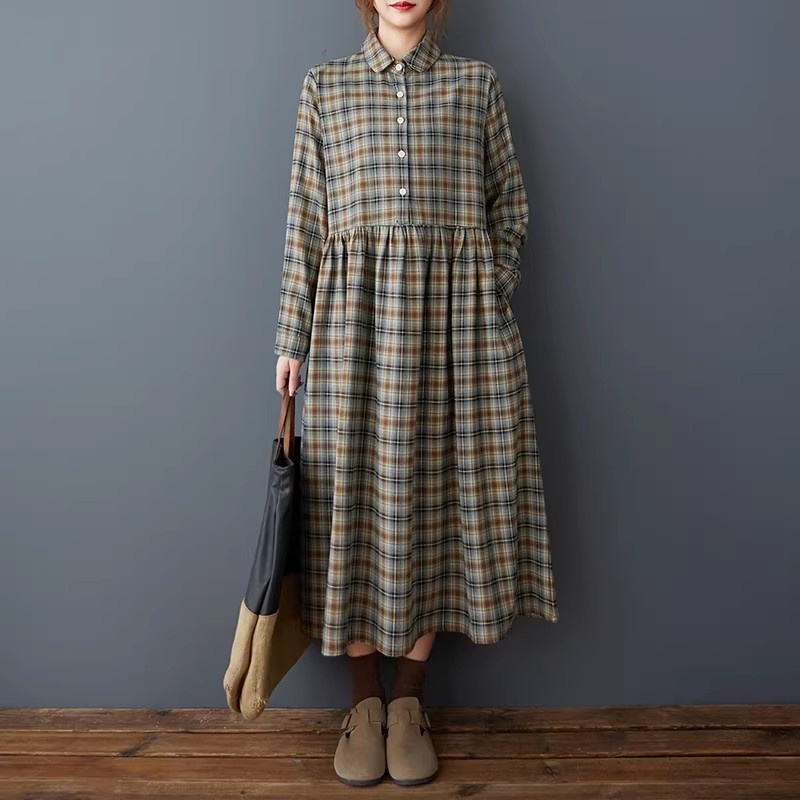 Vestido Camisero Coreano Retro - Flannel Shirt Lined reseña y precio