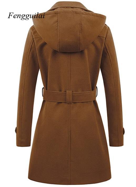 Abrigo de lana negro con capuc - Wool Coat Peacoat reseña y precio