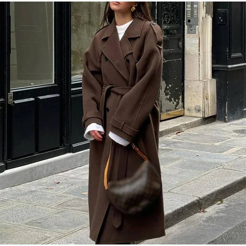 Elegante Abrigo Largo Gris con - Wool Coat Peacoat reseña y precio